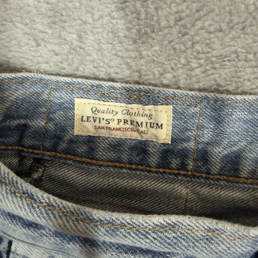 Levis 502 Big E Mens Denim Jeans 32x32 Tapered Paneled‎ Light Wash Premium Denim